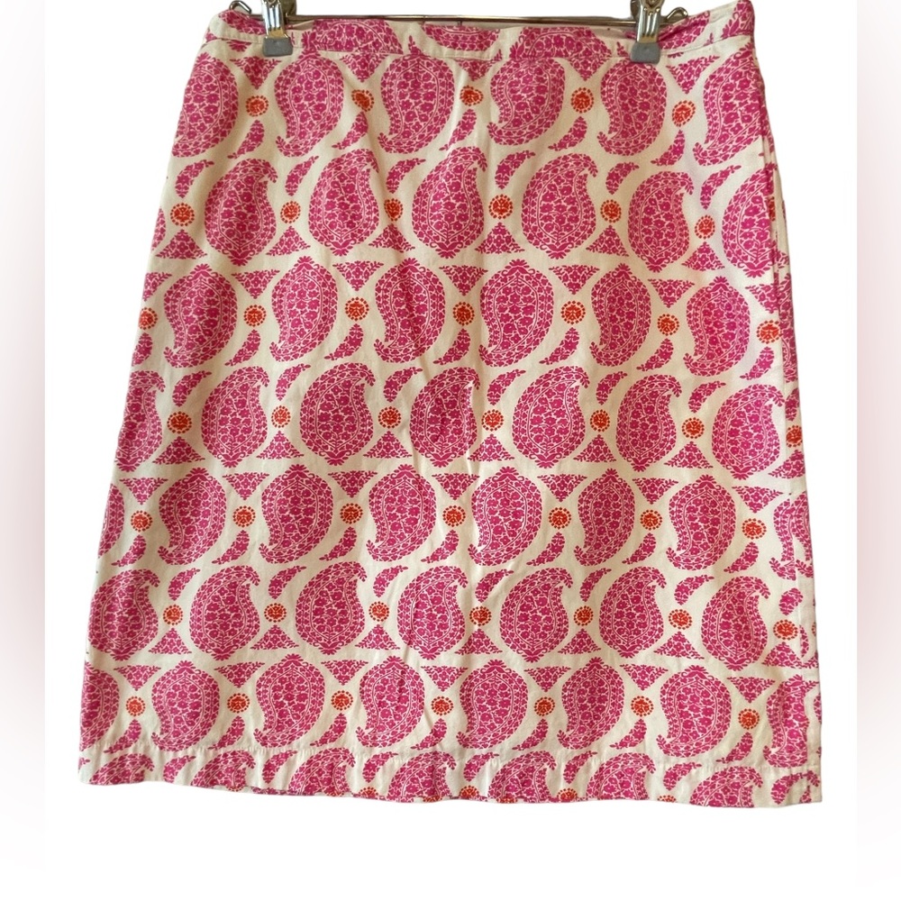 Boden Pink Paisley Print A-Line Skirt